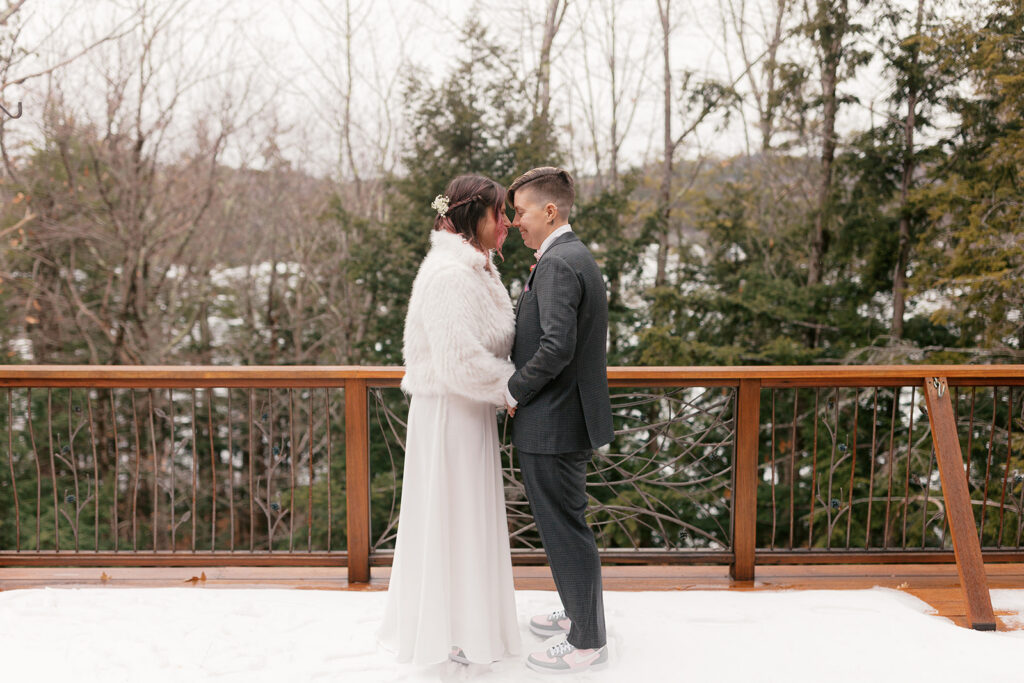 Intimate LGBTQ+ winter wedding in New England