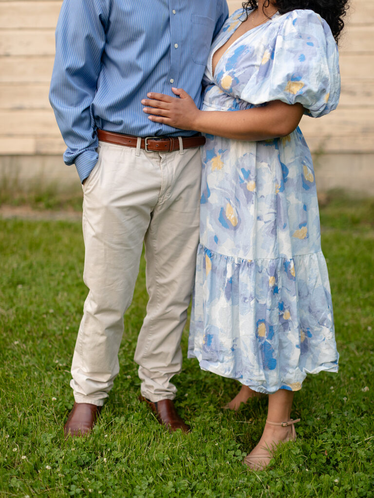 Details of dressed up couple posing