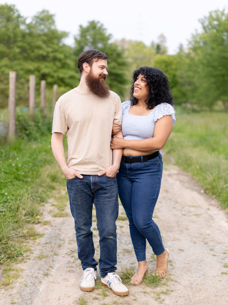 Couple posing on pathway