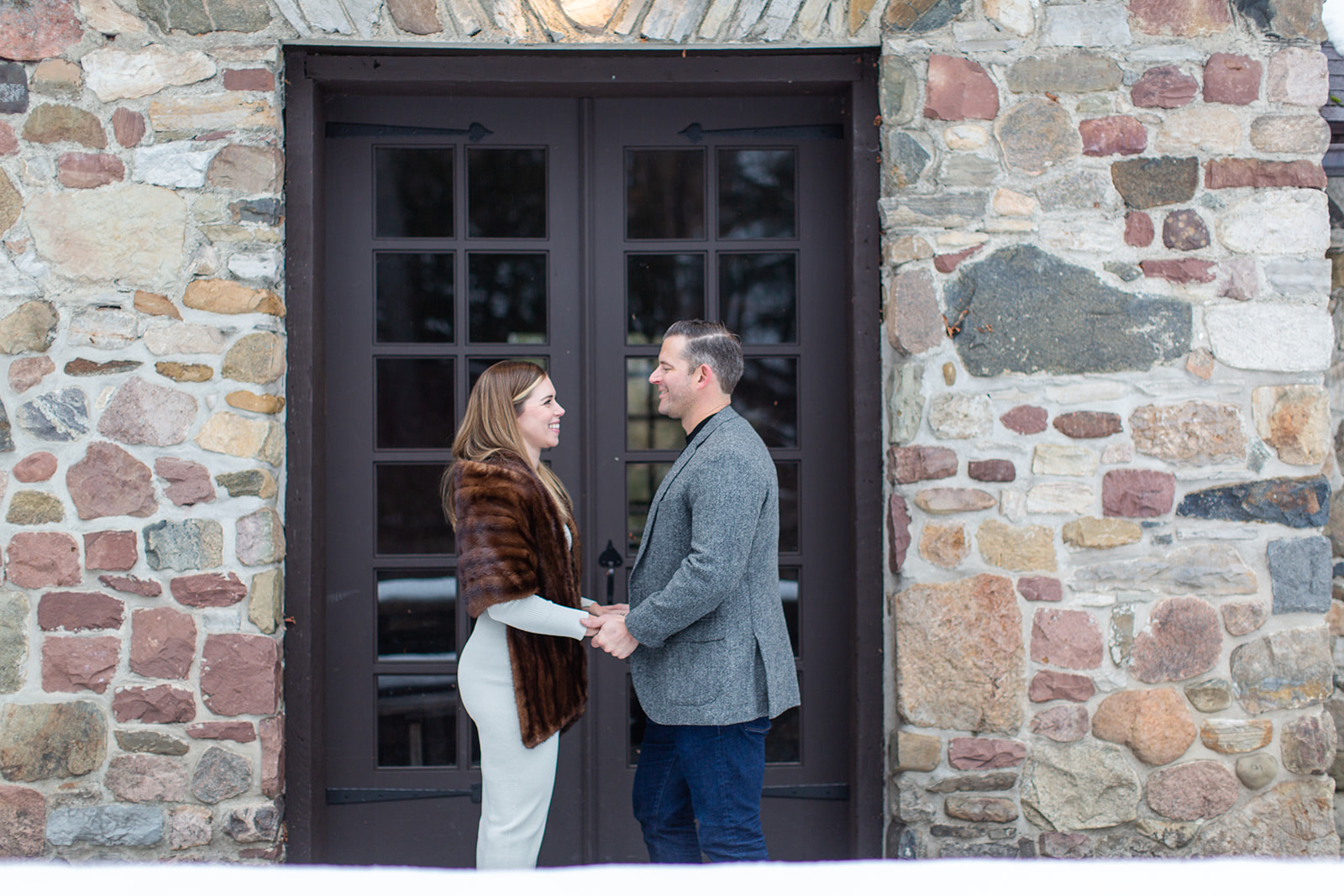 Snowy Engagement Session at Green Lakes State Park with Emily and Ben