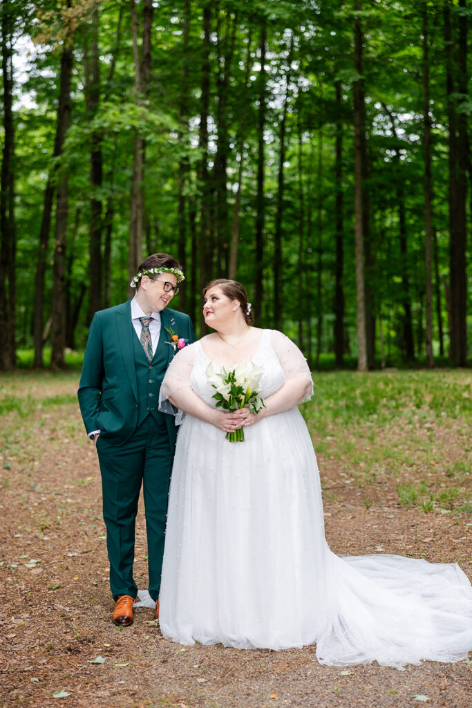 Newlywed portraits in the forest